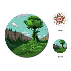 Adventure Time Cartoon Green Color Nature  Sky Playing Cards Single Design (round) by Sarkoni