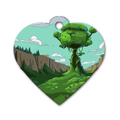 Adventure Time Cartoon Green Color Nature  Sky Dog Tag Heart (two Sides) by Sarkoni