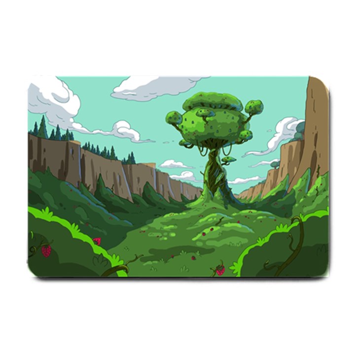 Adventure Time Cartoon Green Color Nature  Sky Small Doormat