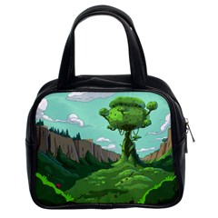 Adventure Time Cartoon Green Color Nature  Sky Classic Handbag (two Sides) by Sarkoni