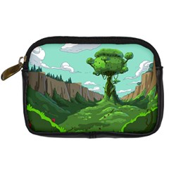 Adventure Time Cartoon Green Color Nature  Sky Digital Camera Leather Case by Sarkoni