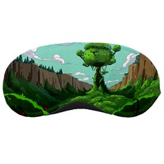 Adventure Time Cartoon Green Color Nature  Sky Sleep Mask by Sarkoni