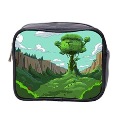 Adventure Time Cartoon Green Color Nature  Sky Mini Toiletries Bag (two Sides) by Sarkoni