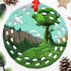 Adventure Time Cartoon Green Color Nature  Sky Ornament (round Filigree) by Sarkoni