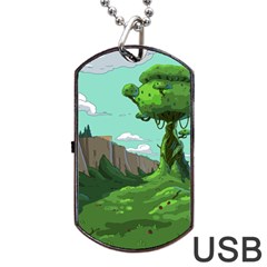 Adventure Time Cartoon Green Color Nature  Sky Dog Tag Usb Flash (one Side) by Sarkoni