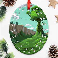 Adventure Time Cartoon Green Color Nature  Sky Oval Filigree Ornament (two Sides) by Sarkoni