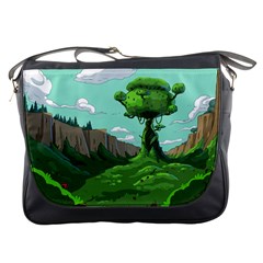 Adventure Time Cartoon Green Color Nature  Sky Messenger Bag by Sarkoni