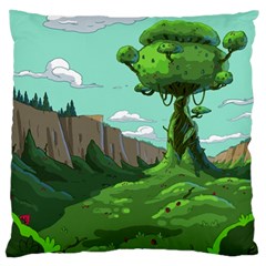 Adventure Time Cartoon Green Color Nature  Sky Large Cushion Case (one Side) by Sarkoni