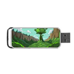 Adventure Time Cartoon Green Color Nature  Sky Portable Usb Flash (one Side) by Sarkoni