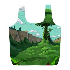 Adventure Time Cartoon Green Color Nature  Sky Full Print Recycle Bag (l) by Sarkoni