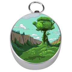 Adventure Time Cartoon Green Color Nature  Sky Silver Compasses by Sarkoni