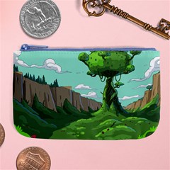 Adventure Time Cartoon Green Color Nature  Sky Large Coin Purse by Sarkoni