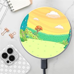 Green Field Illustration Adventure Time Multi Colored Wireless Fast Charger(white) by Sarkoni