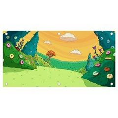 Green Field Illustration Adventure Time Multi Colored Banner And Sign 4  X 2  by Sarkoni