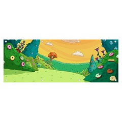 Green Field Illustration Adventure Time Multi Colored Banner And Sign 8  X 3  by Sarkoni