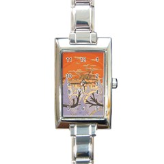 Adventure Time Cartoon Landscape Trees Rectangle Italian Charm Watch by Sarkoni