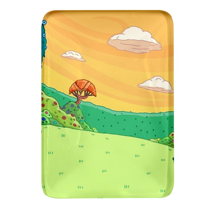 Green Field Illustration Adventure Time Multi Colored Rectangular Glass Fridge Magnet (4 pack)