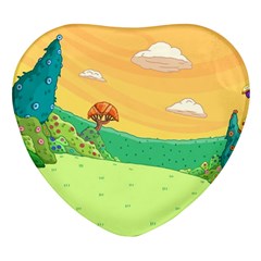 Green Field Illustration Adventure Time Multi Colored Heart Glass Fridge Magnet (4 Pack) by Sarkoni