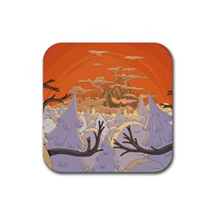 Adventure Time Cartoon Landscape Trees Rubber Coaster (square) by Sarkoni