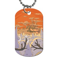 Adventure Time Cartoon Landscape Trees Dog Tag (two Sides) by Sarkoni