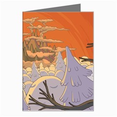 Adventure Time Cartoon Landscape Trees Greeting Card by Sarkoni