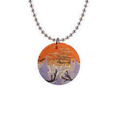 Adventure Time Cartoon Landscape Trees 1  Button Necklace by Sarkoni