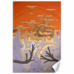 Adventure Time Cartoon Landscape Trees Canvas 24  X 36  by Sarkoni