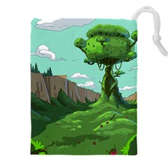 Adventure Time Cartoon Green Color Nature  Sky Drawstring Pouch (4xl) by Sarkoni