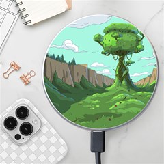 Adventure Time Cartoon Green Color Nature  Sky Wireless Fast Charger(white) by Sarkoni