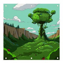 Adventure Time Cartoon Green Color Nature  Sky Banner And Sign 4  X 4  by Sarkoni