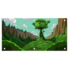 Adventure Time Cartoon Green Color Nature  Sky Banner And Sign 6  X 3  by Sarkoni