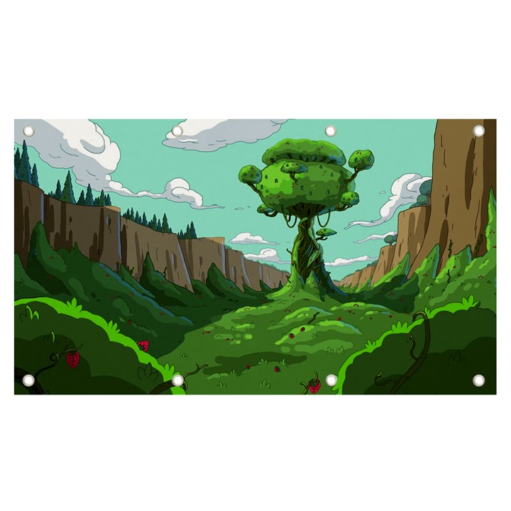 Adventure Time Cartoon Green Color Nature  Sky Banner and Sign 7  x 4 