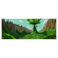 Adventure Time Cartoon Green Color Nature  Sky Banner And Sign 8  X 3  by Sarkoni