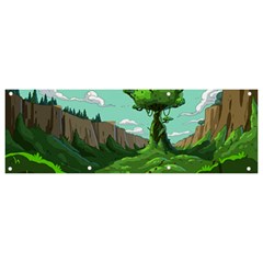 Adventure Time Cartoon Green Color Nature  Sky Banner And Sign 9  X 3  by Sarkoni