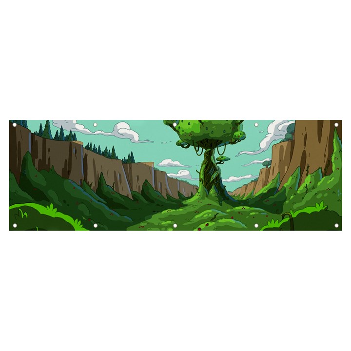 Adventure Time Cartoon Green Color Nature  Sky Banner and Sign 12  x 4 