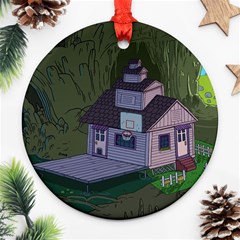 Purple House Cartoon Character Adventure Time Architecture Ornament (round) by Sarkoni