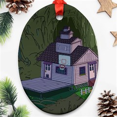 Purple House Cartoon Character Adventure Time Architecture Ornament (oval) by Sarkoni