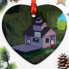 Purple House Cartoon Character Adventure Time Architecture Ornament (heart) by Sarkoni