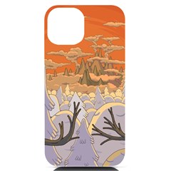 Adventure Time Cartoon Landscape Trees Iphone 14 Black Uv Print Case by Sarkoni