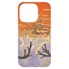 Adventure Time Cartoon Landscape Trees Iphone 14 Pro Black Uv Print Case by Sarkoni