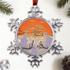 Adventure Time Cartoon Landscape Trees Metal Large Snowflake Ornament by Sarkoni