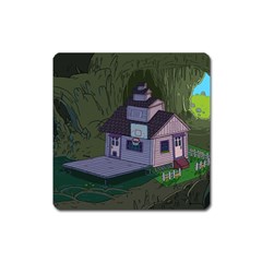 Purple House Cartoon Character Adventure Time Architecture Square Magnet by Sarkoni