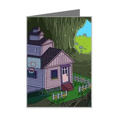 Purple House Cartoon Character Adventure Time Architecture Mini Greeting Card by Sarkoni