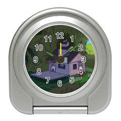 Purple House Cartoon Character Adventure Time Architecture Travel Alarm Clock by Sarkoni