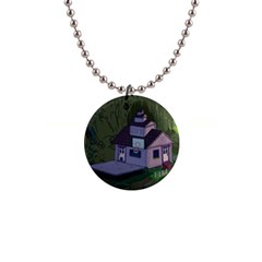 Purple House Cartoon Character Adventure Time Architecture 1  Button Necklace by Sarkoni