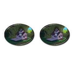 Purple House Cartoon Character Adventure Time Architecture Cufflinks (oval) by Sarkoni