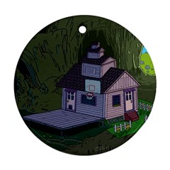 Purple House Cartoon Character Adventure Time Architecture Round Ornament (two Sides) by Sarkoni