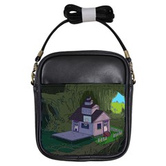 Purple House Cartoon Character Adventure Time Architecture Girls Sling Bag by Sarkoni