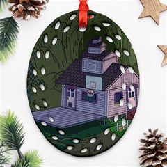 Purple House Cartoon Character Adventure Time Architecture Oval Filigree Ornament (two Sides) by Sarkoni