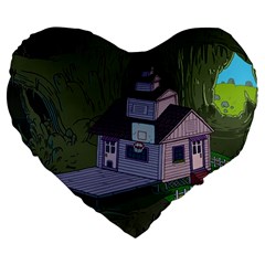 Purple House Cartoon Character Adventure Time Architecture Large 19  Premium Heart Shape Cushions by Sarkoni